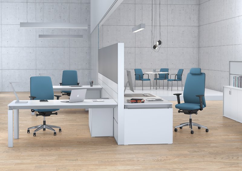 Bürostuhl blau - variabel mit & ohne Kopfstütze