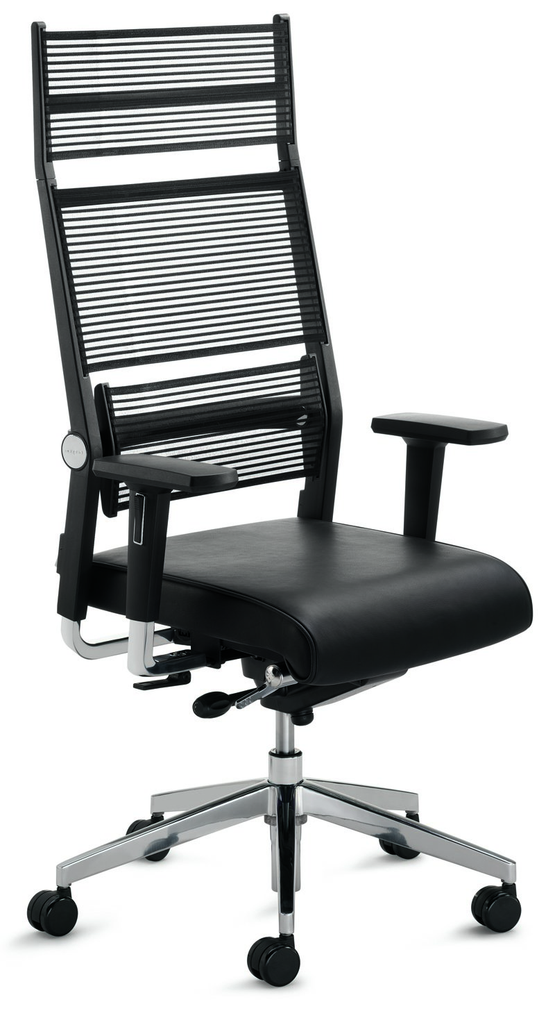 Leder-Bürostuhl schwarz mit Lendenstütze