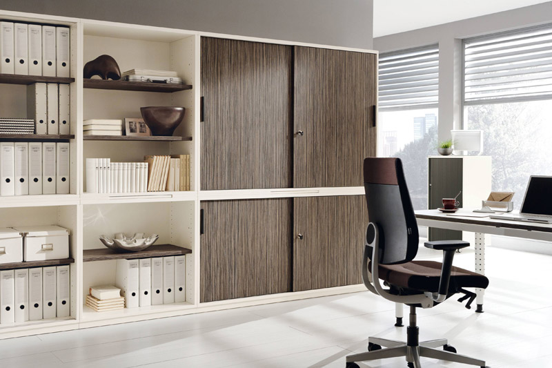 Palmberg Prisma - exklusiver Büroschrank in Echtholz-Optik