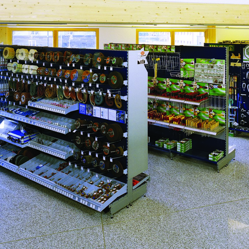 Metallmöbel - Wand-Regalsystem mit Werkzeughalterung
